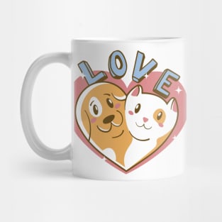 Cat Dog Love P R t shirt Mug